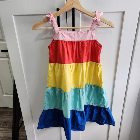 Hanna Andersson Sleeveless Colorblock Dress Cotton Girls Size 6-7 - Picture 3 of 11